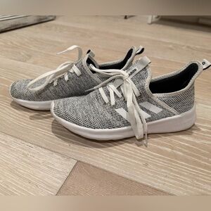 adidas Gray and White Knit Slip-On Sneakers